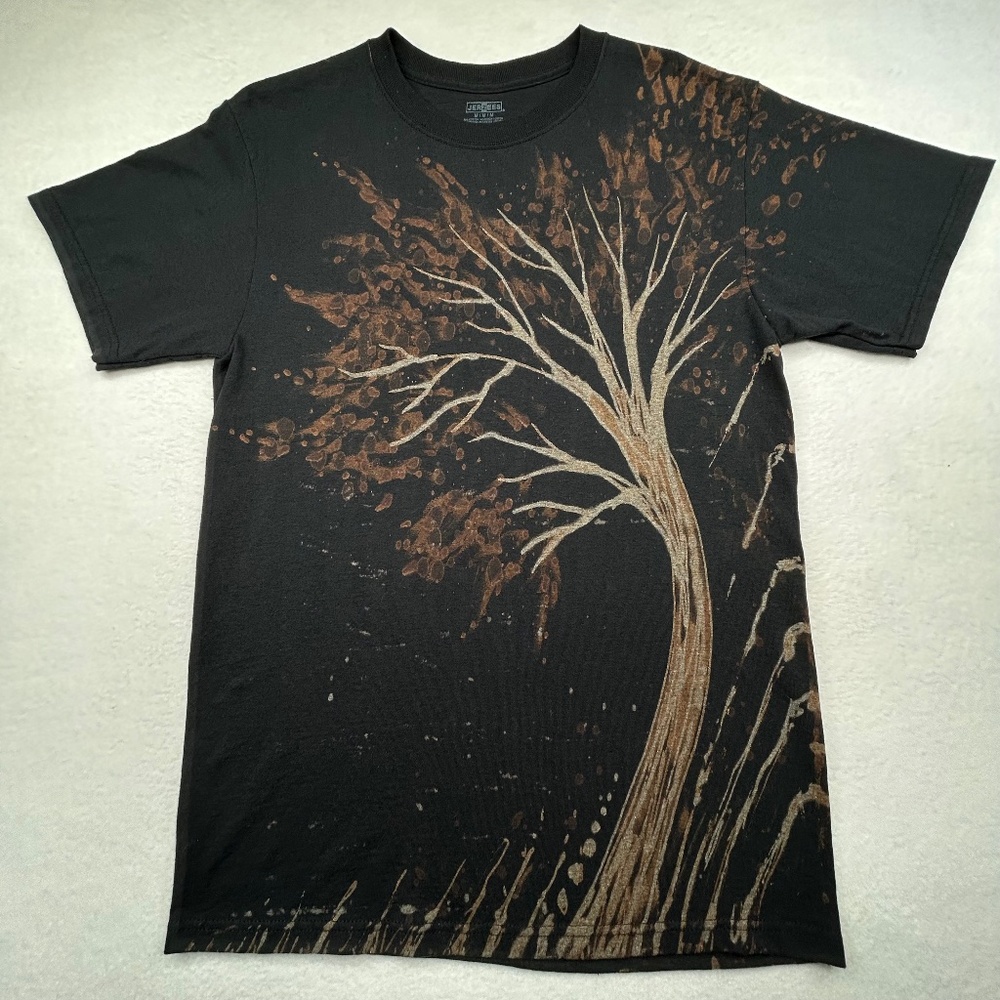 New Hand-painted Custom Bleach-painted Tree Art T-shirt by artist Ricky Matthews